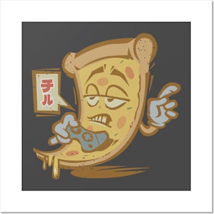 Japanese Vintage Pizza Gamer Saying Chill Posters and Art